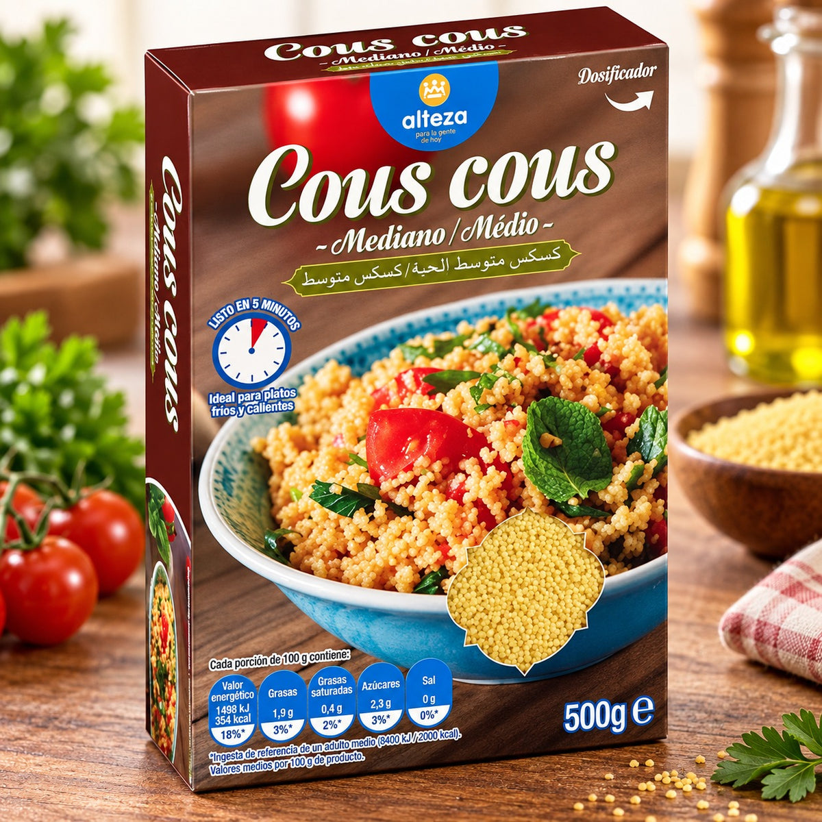 Cous Cous Mediano 500g – Cuscuz Médio 500g – Cuscús Mediano 500g