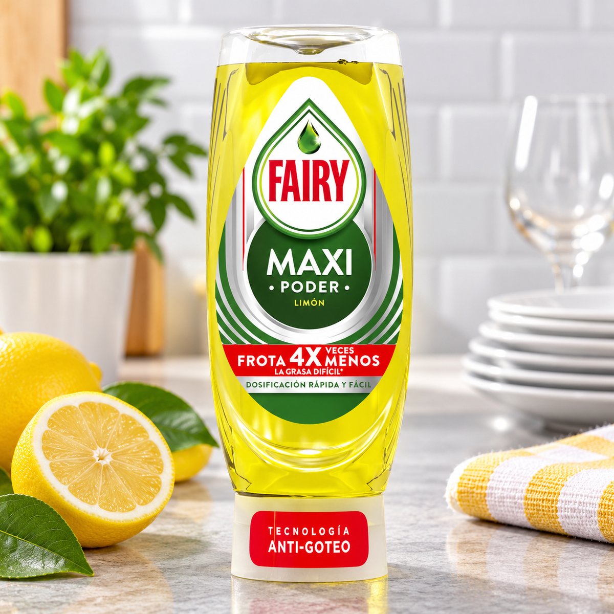 Fairy Maxi Poder Limón Dishwashing Liquid 450ml – Detergente da Loiça Fairy Maxi Poder Limão 450ml – Lavavajillas Fairy Maxi Poder Limón 450ml