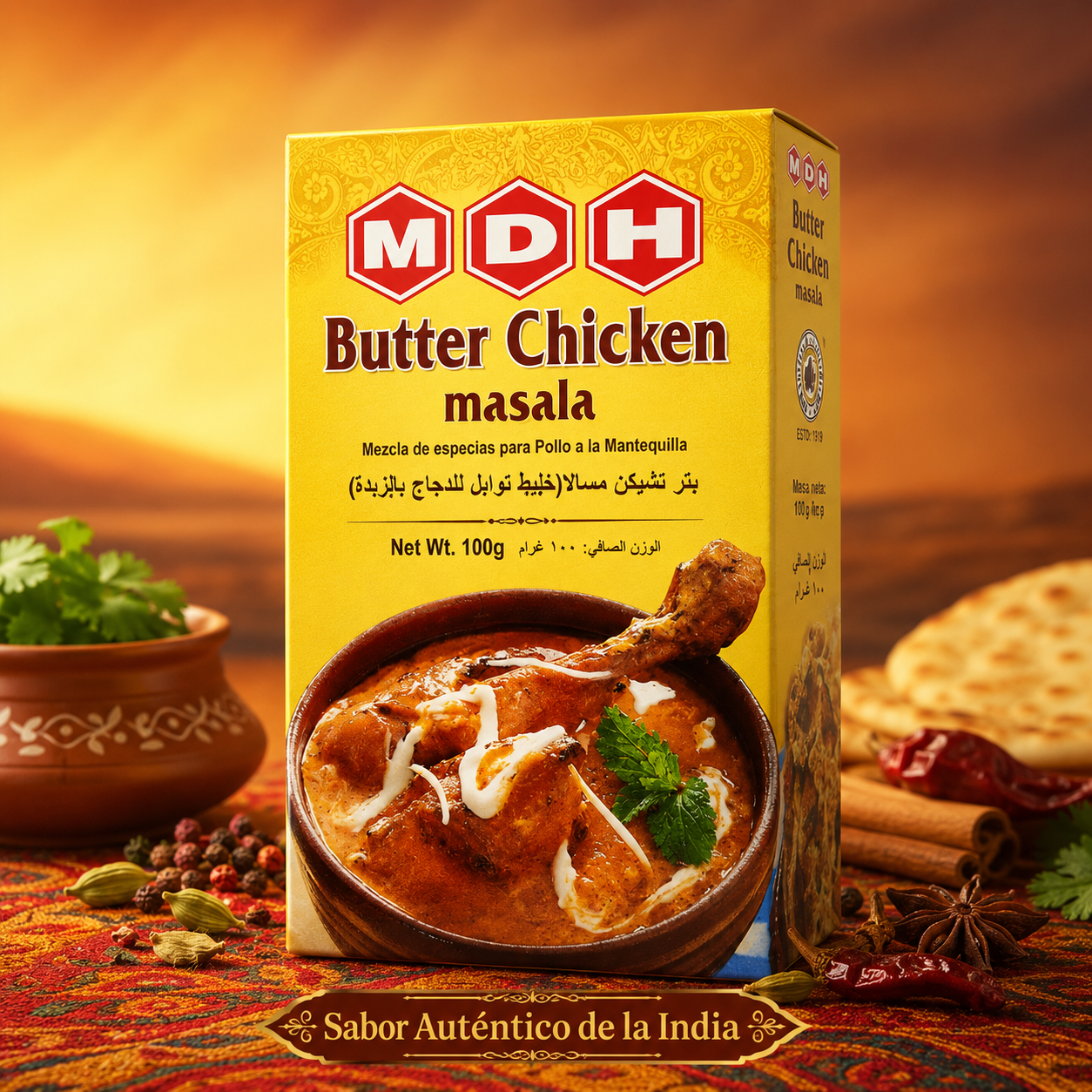 MDH Butter Chicken Masala 100g – Authentic Indian Spice Mix for Creamy Butter Chicken - FarmerHut