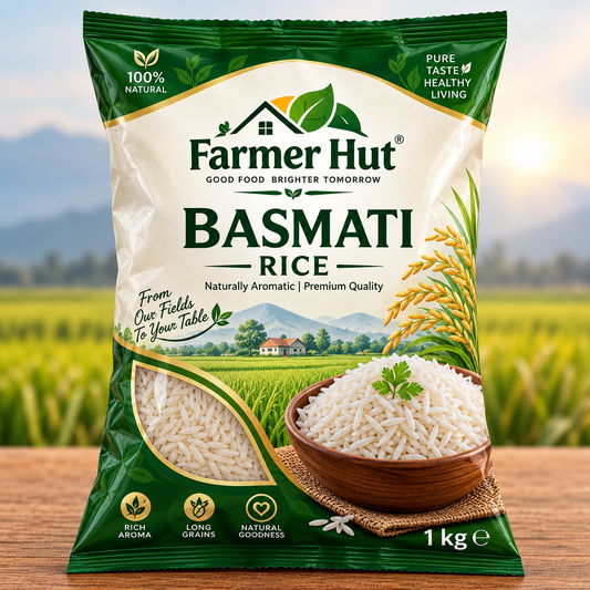 Farmer Hut 1kg Basmati Rice – Premium Quality, Naturally Aromatic Long Grain Rice