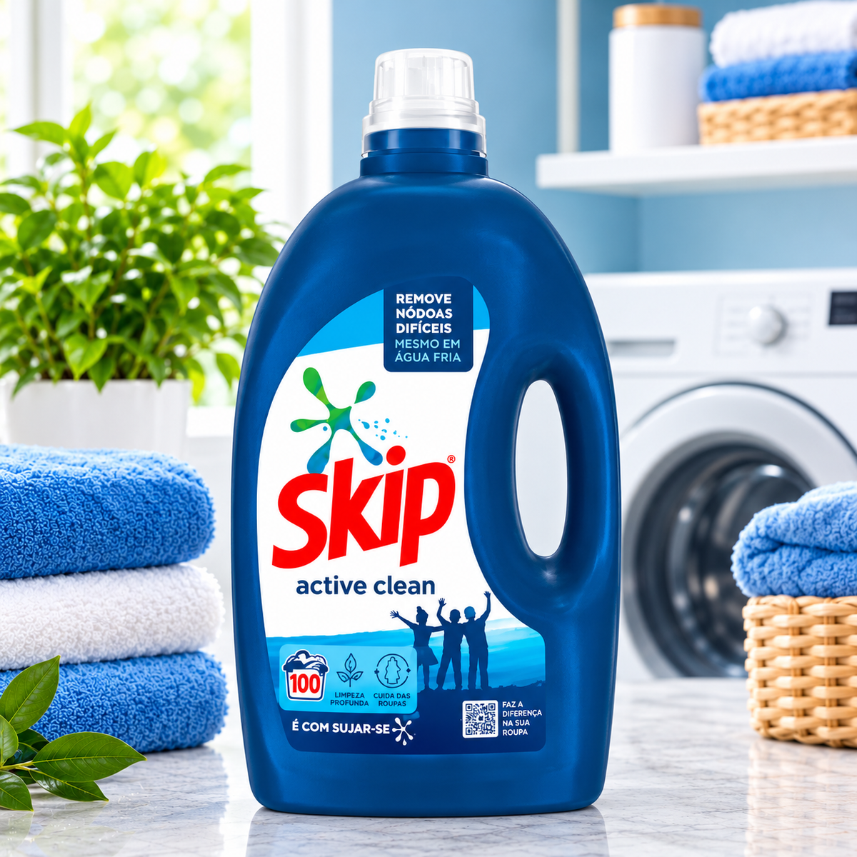 Skip Active Clean Liquid Laundry Detergent for Washing Machine – 100 Doses | Skip Detergente Líquido para Máquina de Lavar Roupa Active Clean – 100 Doses | Skip Detergente Líquido para Lavadora Active Clean – 100 Dosis