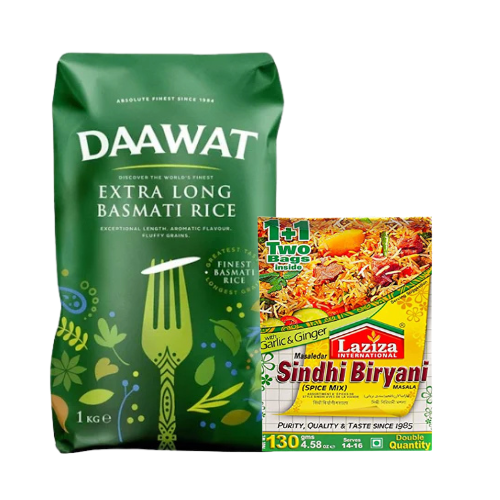 Biryani Combo Daawat Extra Long Basmati Rice ,Laziza Sindhi Biryani Masala