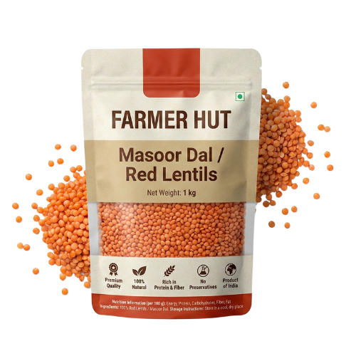 Masoor Dal (Red Lentils) – 1 kg | Premium Quality | Farmer Hut