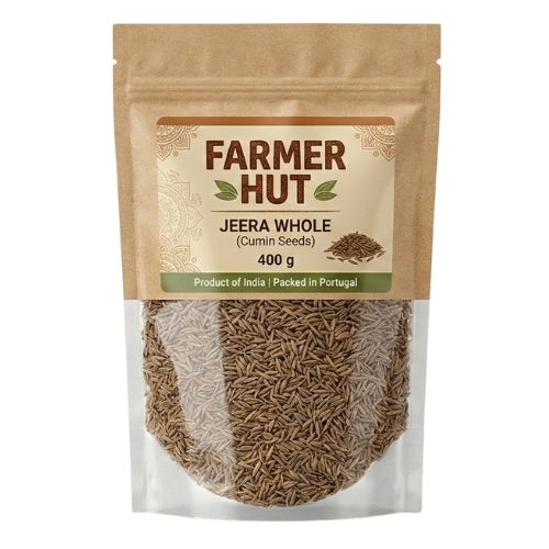 Farmer Hut Jeera Whole (Cumin Seeds) 400 g – 100% Pure Indian Spice, Packed in Portugal