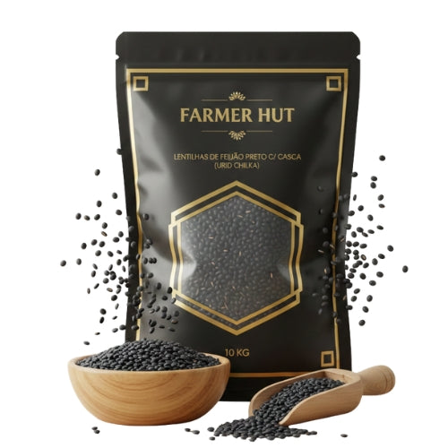 Urid Chilka – Lentilhas de Feijão Preto com Casca 10 KG | Farmer Hut