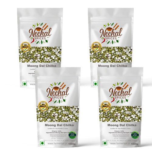 Copy of Moong Dal Chilka (Lintilhas De Soja Partido C/ Casca) मूंग दाल छिलका (Bundle of 4 x 1 KG)