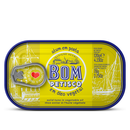 Atum em Posta em Óleo Vegetal 120g,  (Tuna Steaks in Vegetable Oil 120g)