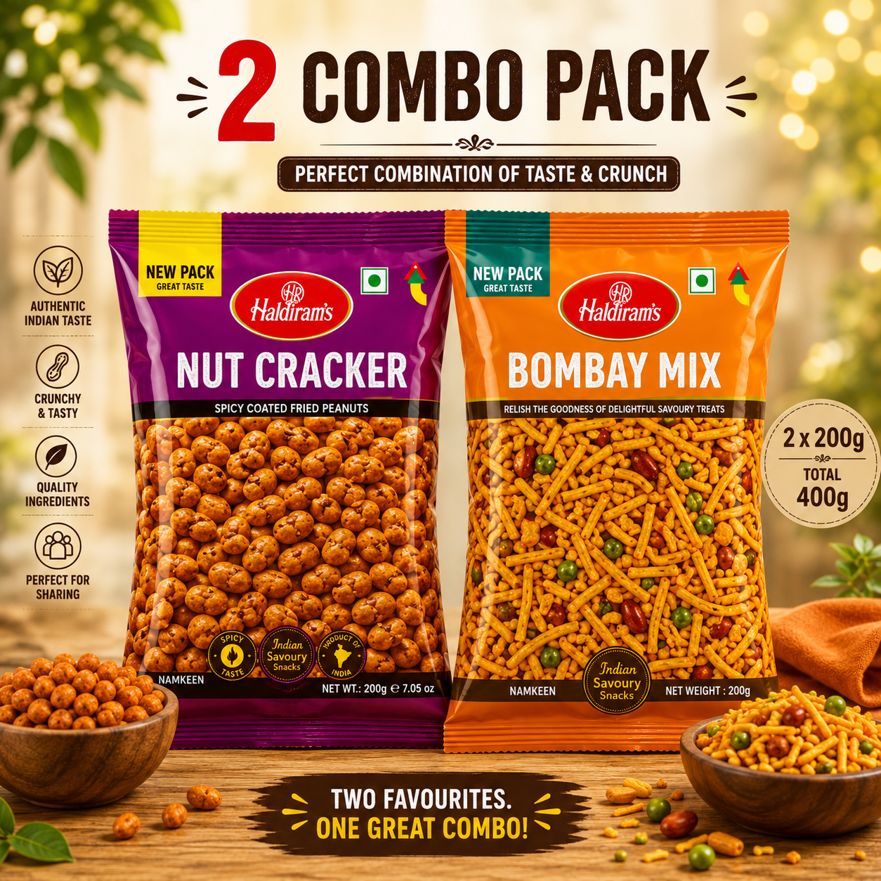 Haldiram’s Nut Cracker & Bombay Mix – 2 Combo Pack | 400g 🥜🌶️