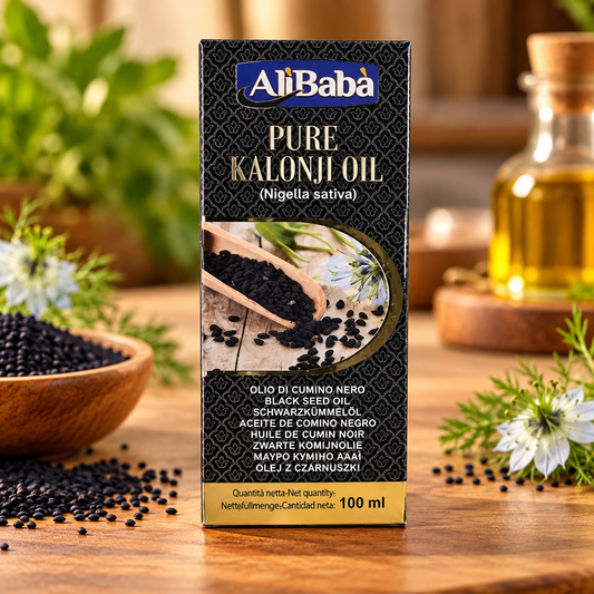 Pure Kalonji Oil 100ml – Óleo Puro de Nigella 100ml – Aceite Puro de Nigella 100ml – Ali Baba