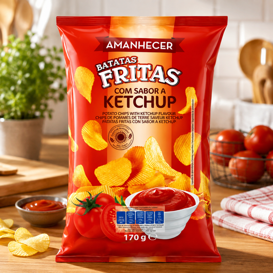 Amanhecer Ketchup Flavour Potato Chips – Batatas Fritas com Sabor a Ketchup, 170g - FarmerHut