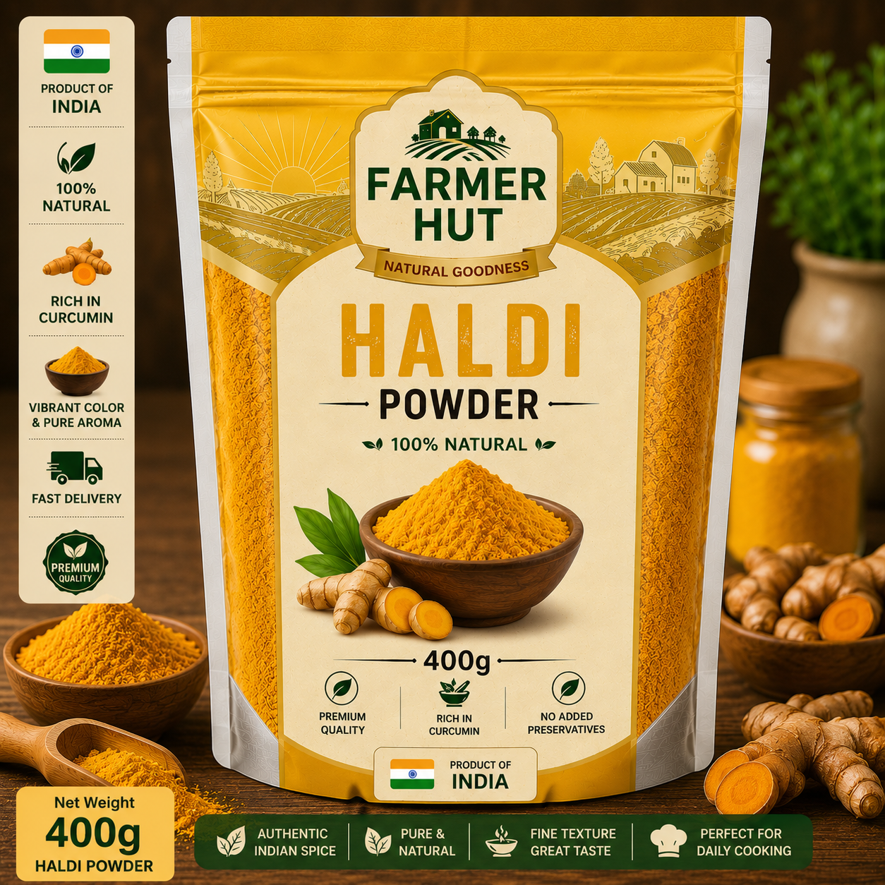 Haldi Powder – Pure & Natural –  Turmeric  Powder Farmer Hut - FarmerHut