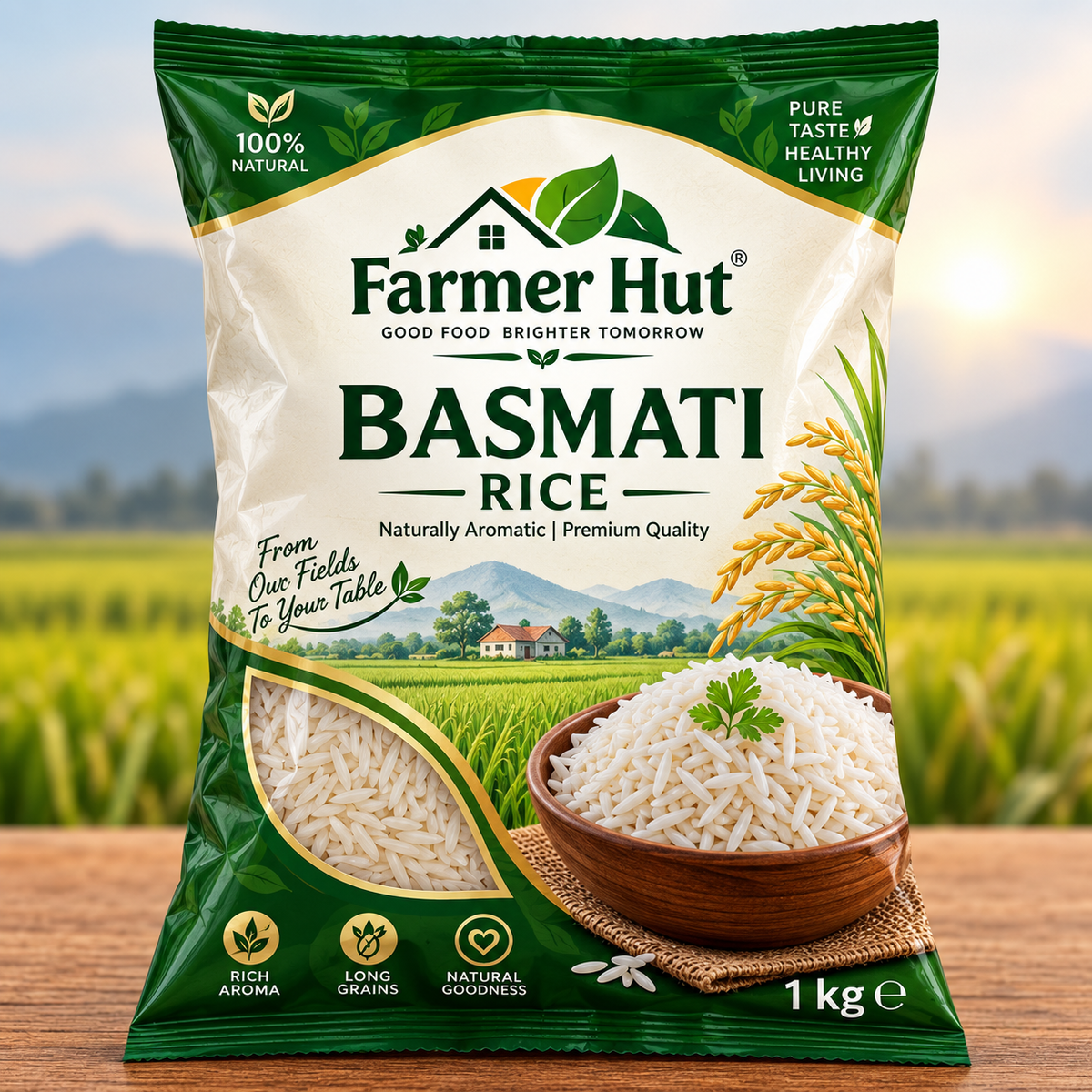Farmer Hut 1kg Basmati Rice – Premium Quality, Naturally Aromatic Long Grain Rice