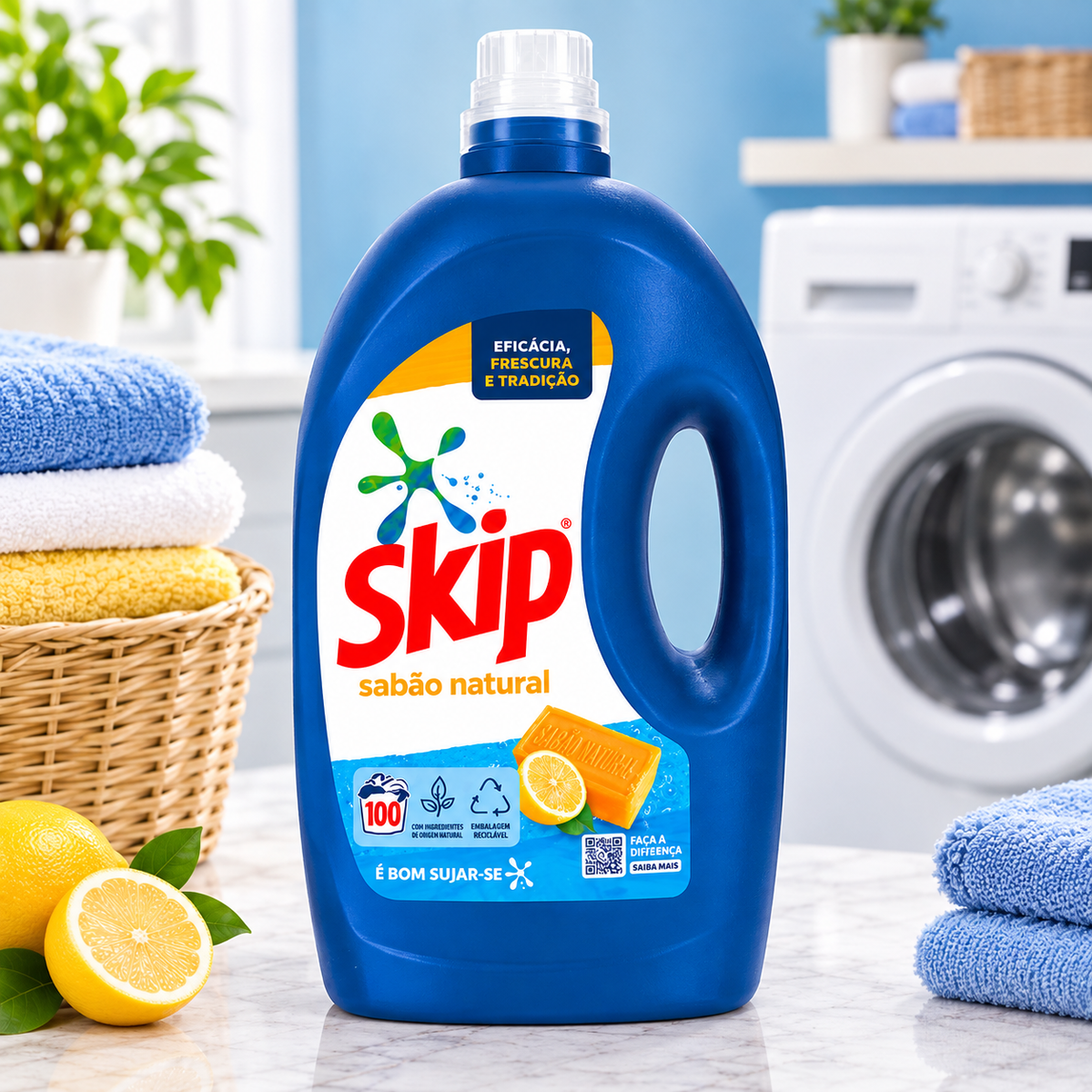 Skip Natural Liquid Laundry Detergent for Washing Machine – 100 Doses | Skip Detergente Natural Líquido para Máquina de Lavar Roupa – 100 Doses | Skip Detergente Natural Líquido para Lavadora – 100 Dosis