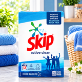 Skip Active Clean Powder Laundry Detergent for Washing Machine – 12 Doses | Skip Detergente em Pó para Máquina de Lavar Roupa Active Clean – 12 Doses | Skip Detergente en Polvo para Lavadora Active Clean – 12 Dosis