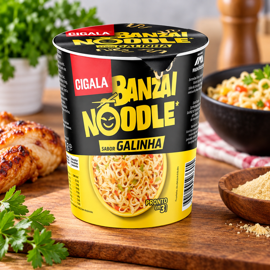 Cigala Banzai Chicken Flavour Noodles 67g – Noodles Cigala Banzai Sabor a Galinha 67g – Fideos Instantáneos Cigala Banzai Sabor Pollo 67g