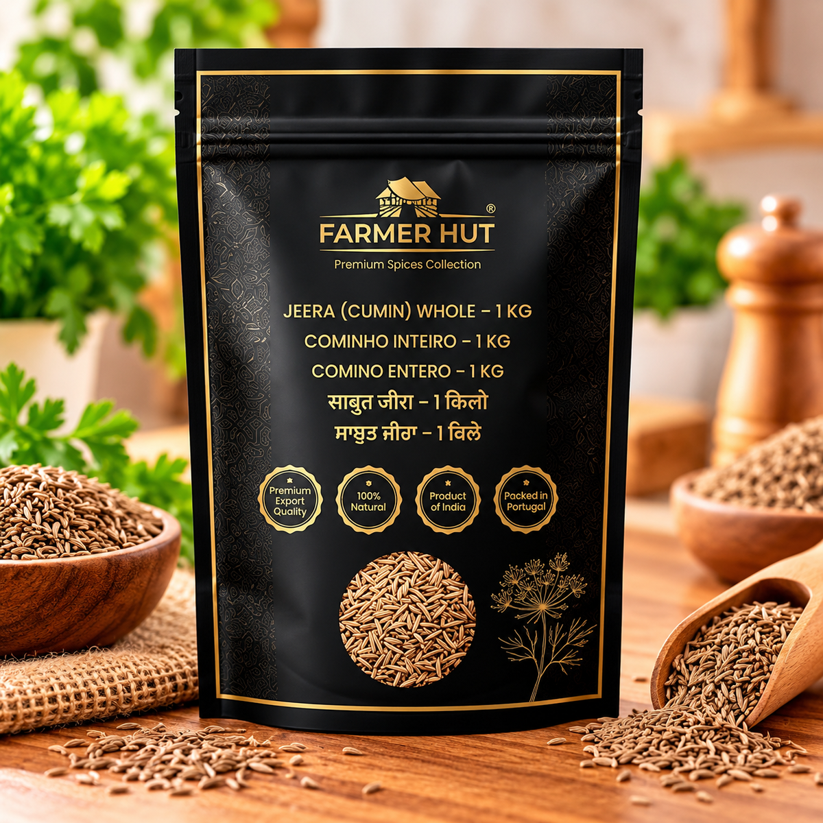 Farmer Hut Jeera Whole 1 KG – 100% Natural Cumin Seeds