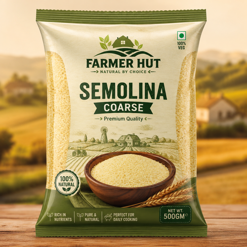 Farmer Hut Premium Coarse Semolina 500G – Natural Quality Semolina | Sêmola Grossa Premium Farmer Hut 500G – Sêmola de Qualidade Natural | Sémola Gruesa Premium Farmer Hut 500G – Sémola de Calidad Natural
