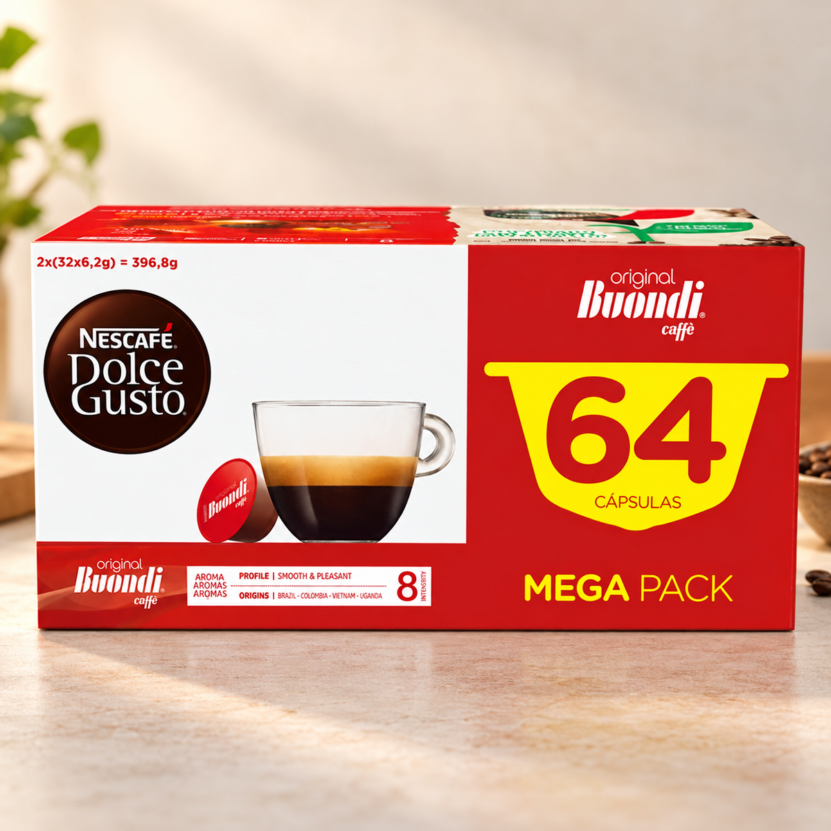 Nescafé Dolce Gusto Buondi Coffee Capsules Intensity 8, 64 Capsules | Cápsulas de Café Buondi Nescafé Dolce Gusto Intensidade 8, 64 Cápsulas | Cápsulas de Café Buondi Nescafé Dolce Gusto Intensidad 8, 64 Cápsulas