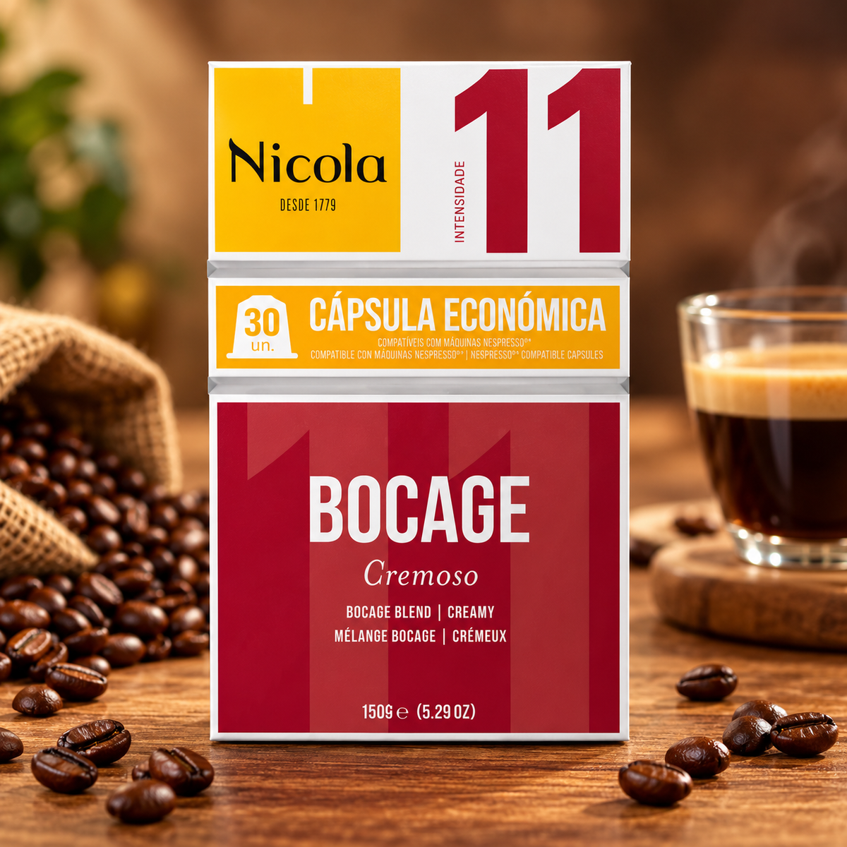 Nicola Bocage Coffee Capsules Intensity 11 | Cápsulas de Café Nicola Bocage Intensidade 11 | Cápsulas de Café Nicola Bocage Intensidad 11