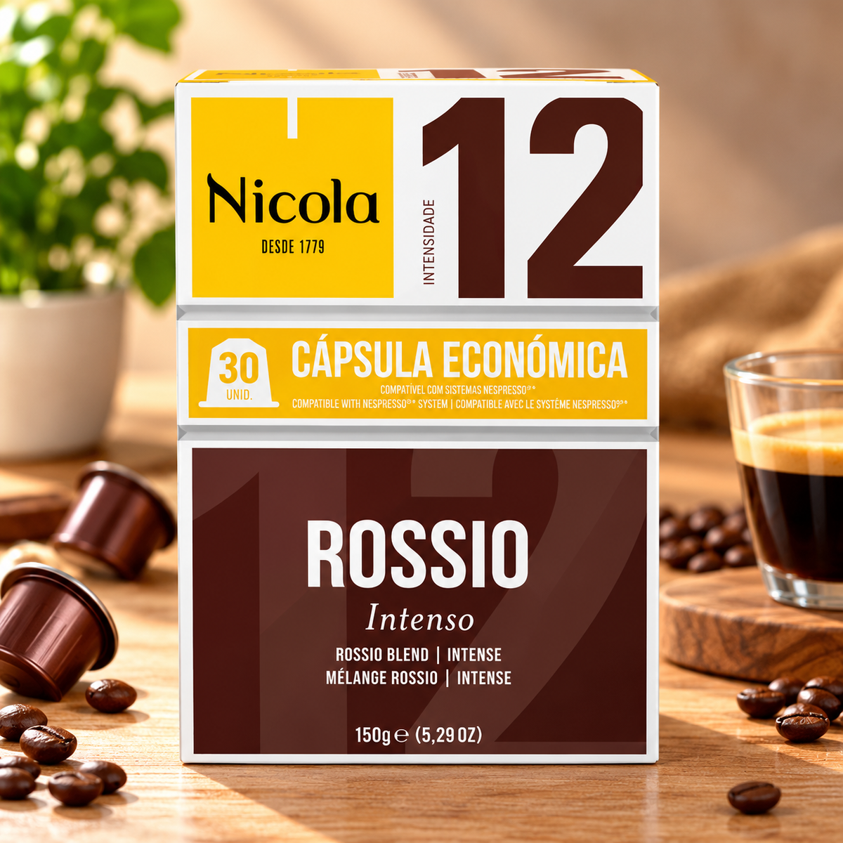 Nicola Rossio Coffee Capsules Intensity 12 | Cápsulas de Café Nicola Rossio Intensidade 12 | Cápsulas de Café Nicola Rossio Intensidad 12
