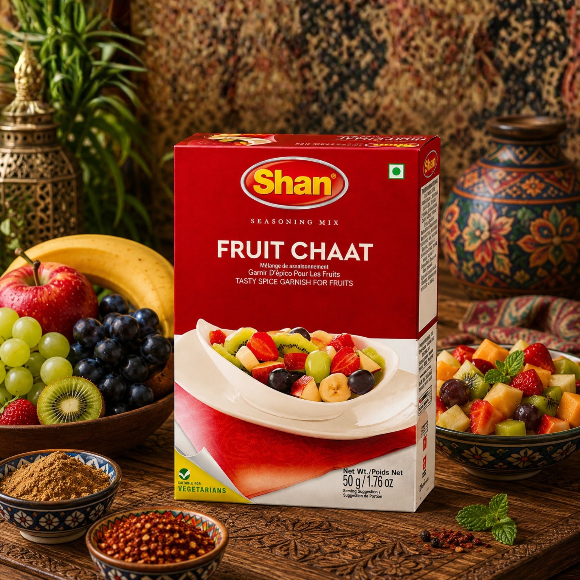 Shan Fruit Chaat Masala – Tangy & Spicy Fruit Seasoning Mix for Fresh Fruit Chaat - FarmerHut