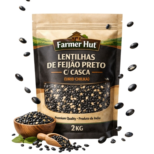 Urid Chilka – Lentilhas de Feijão Preto com Casca 2 KG | Farmer Hut