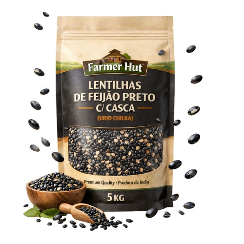 Urid Chilka – Lentilhas de Feijão Preto com Casca 5 KG | Farmer Hut