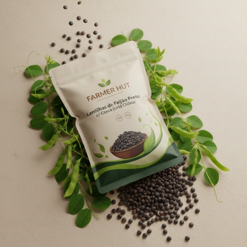 Urid Chilka – Lentilhas de Feijão Preto com Casca 10 KG | Farmer Hut