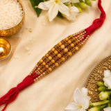Handmade Wooden Bead Rakhi with Pearl Detailing
