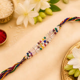 Multicolor Crystal Beaded Rakhi with Braided Thread Design